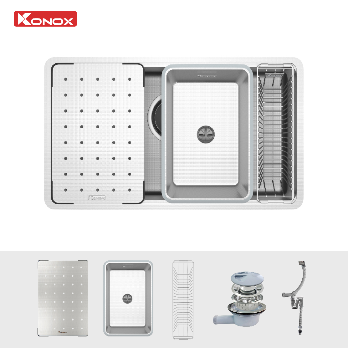 Chậu rửa chén 1 hố chống xước Konox Dekor 8044SU